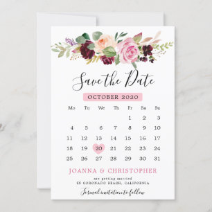 Pflaumenkalender Lila Blütenrosa Botanischer Blume Save The Date