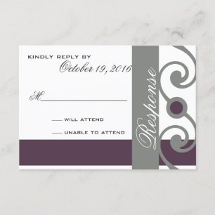 Pflaumenkarte und graue Antwortkarte RSVP Karte