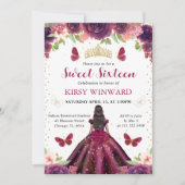 Pflaumenkleid Dunkle Hautdruckerin Sweet 16 Einladung (Vorderseite)