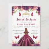 Pflaumenkleid Rothaarige Prinzessin Sweet 16 Einladung (Vorderseite)