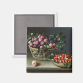 Pflaumenkörbe und Korb von Erdbeeren, 1632 Magnet (Vorderseite/Rückseite)