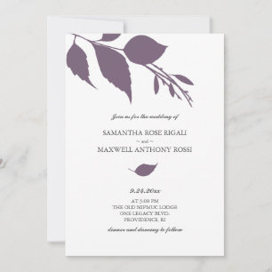 Pflaumenlila-Blatt-Hochzeitseinladung Einladung