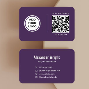 Pflaumenlila Logo-Scan-Code Kontakt-Geschäftskarte Visitenkarte