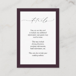 PflaumenLila Mauve-Aquarellfarben - Hochzeitsdetai Begleitkarte