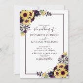 PflaumenLila Sonnenblumen Foto Hochzeit Einladung (Vorderseite)