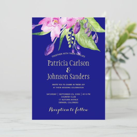 Pflaumenmarinade Hochzeitsfeier Einladung (Stehend Vorderseite)