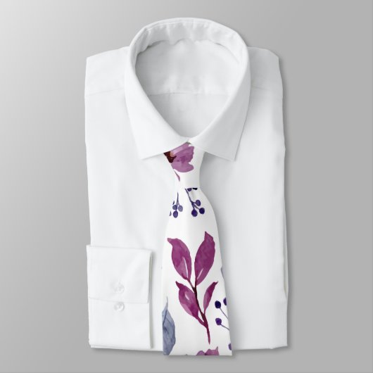 Pflaumenmuster aus Vintagem Aquarell Krawatte (Gebunden)