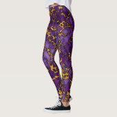 Pflaumenmuster, Lila und Gold-Marmor-Textur Leggings (Links)