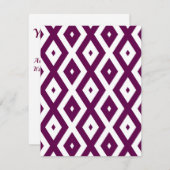 Pflaumenmuster lila und weiß RSVP karte (Vorne/Hinten)