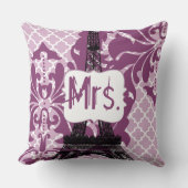 Pflaumenmuster-Monogram-Bride Kissen (Vorderseite)