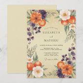 Pflaumenorange Gemalte Hochzeit Einladung (Vorne/Hinten)