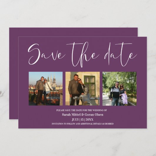 Pflaumenpaare Fotos Hochzeit Das Datum speichern Save The Date (Vorne/Hinten)