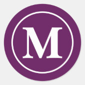 Pflaumenperfektion - Anpassbare Monogramm-Aufklebe Runder Aufkleber (Vorderseite)