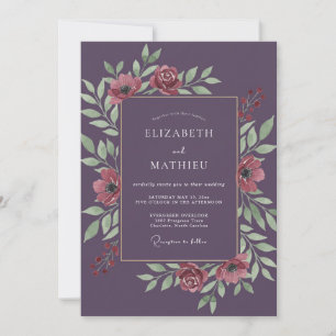 Pflaumenprächtige Florale Romanze Hochzeit Einladung