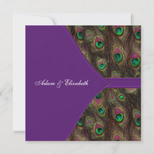 Pflaumenpurpur-Pfau-Hochzeit Einladung