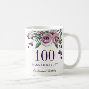 Pflaumenpurpurrose 100. Geburtstagsgeschenk Kaffeetasse