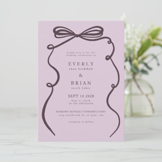 Pflaumenrahmen Einladung (Stehend Vorderseite)