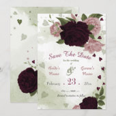 Pflaumenrosa Blume Grüne Blätter botanisch Save The Date (Vorne/Hinten)