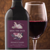 Pflaumenrosa Blumenzehen Speichern Sie das Datum Weinetikett