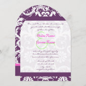 Pflaumenrosa Limoner Damaskohl Swirl Hochzeitseinl Einladung (Vorne/Hinten)