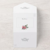 Pflaumenrosa und goldene Blumenhochzeit All In One Einladung (Außenbereich)