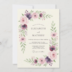 Pflaumenrose Botanischer Romantischer Hochzeit Einladung
