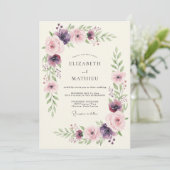 Pflaumenrose Botanischer Romantischer Hochzeit Einladung (Stehend Vorderseite)