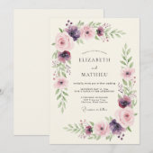 Pflaumenrose Botanischer Romantischer Hochzeit Einladung (Vorne/Hinten)