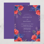 Pflaumenrote Hochzeit mit Farbe Einladung (Vorne/Hinten)