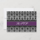 Pflaumenschwarz Damask UAWG Wedding Card RSVP Karte (Rückseite)