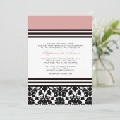 Pflaumenschwarz-weiße Damaskus Einladung zur Hochz (Stehend Vorderseite)