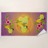 Pflaumensonnenschein und Taubentropfen Strandtuch (Vorderseite)