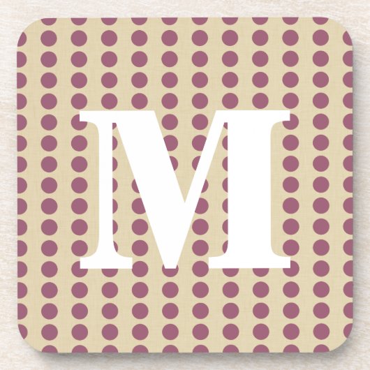 Pflaumenspülung Punkte mit Monogramm Getränkeuntersetzer (Vorderseite)