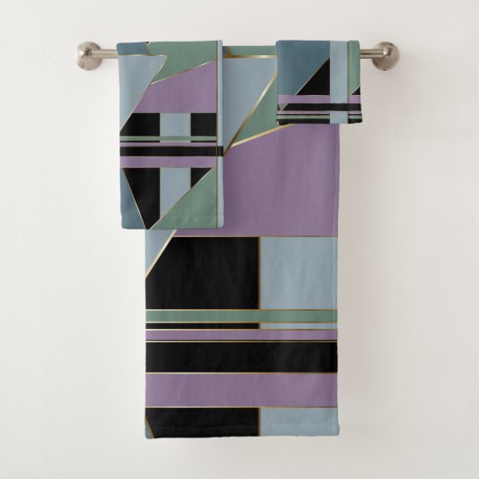 Pflaumenstahl Geometric Whimsical Artwork™ Badhandtuch Set (Insitu)