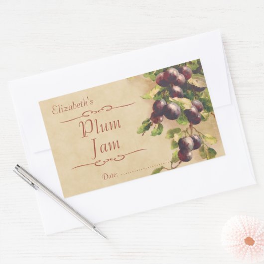 Pflaumenstau oder -c$einmachen rechteckiger aufkleber (Umschlag)