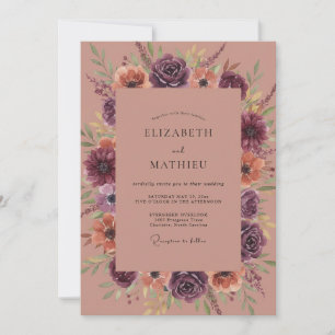 Pflaumenstaub Terrakotta Wildblumen-Hochzeit Einladung