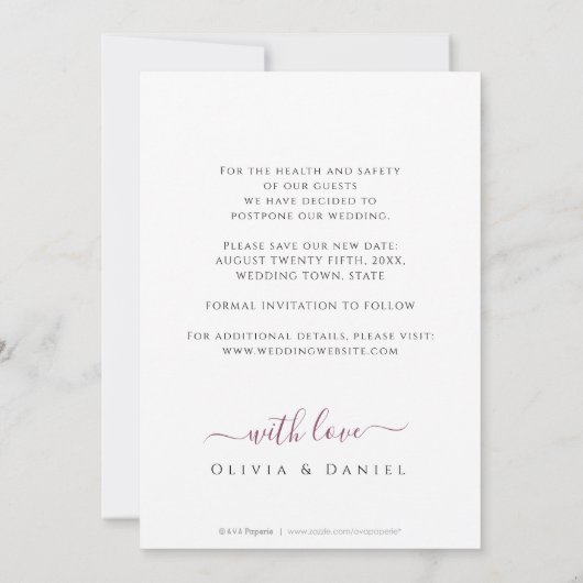 Pflaumenstauscher Wasserfarbe Geometrische Änderun Einladung (Rückseite)