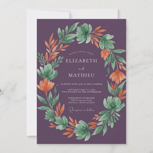 Pflaumenstille Erntehochzeit Einladung (Vorderseite)