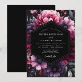 Pflaumenstimmung Flora Hochzeit Einladung (Vorne/Hinten)