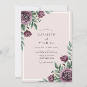 Pflaumenstimmungs-Romantische Hochzeit Einladung