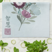 Pflaumensträucher aus asiatischem Blumenstrauß Geschirrtuch (Gefaltet)