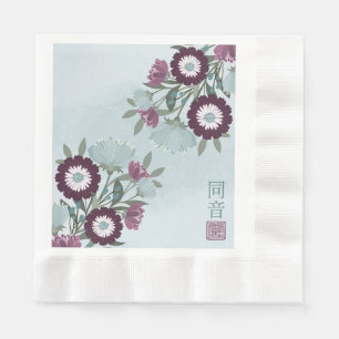 Pflaumensträucher aus asiatischem Blumenstrauß Serviette
