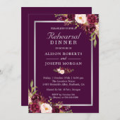 Pflaumenviolette Blumen Chic Wedding Probe Dinner Einladung (Vorne/Hinten)