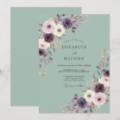Pflaumenweiche Florale Hochzeit Einladung (Vorne/Hinten)