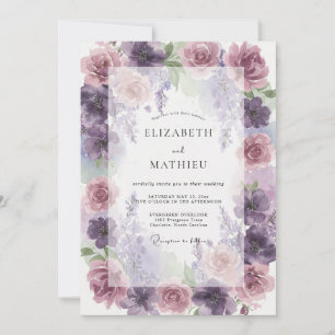 Pflaumenweiche Mauve-Pfingstrosen-Hochzeit Einladung