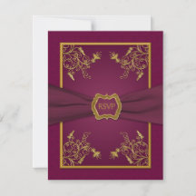 Pflaumenwein Damask und Gold Medallion Replik-Kart