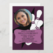 Pflaumenwein keine Zeit, um Bowling Party Foto Einladung (Vorne/Hinten)