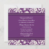 Pflaumenweiße Damast Probe Abendessen Party Einladung (Rückseite)