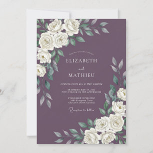 Pflaumenweiße Rosenhochzeit Einladung