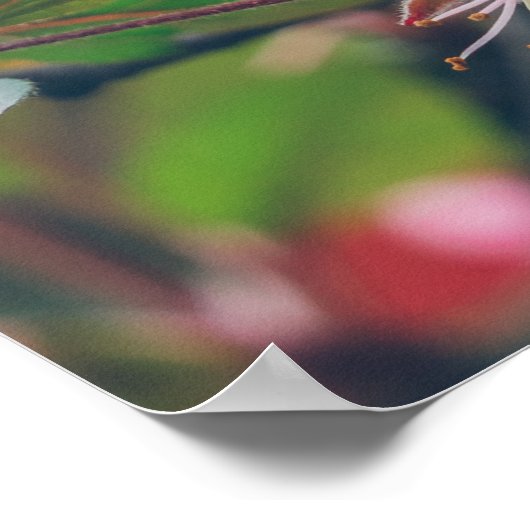 Pflaumenzweig mit rosa Blume Poster (Ecke)